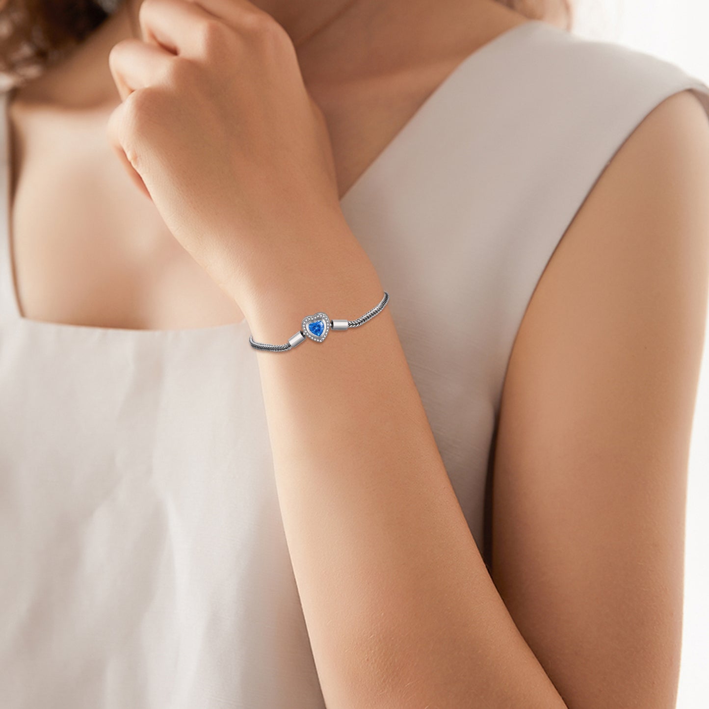 ELARÉ Azure Charmé Bracelet – Sterling Silver Bracelet with Crystal Charm