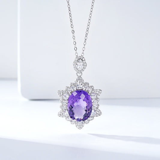 Amethyst Serenity Necklace by ELARÉ – Elegant Silver Necklace with Amethyst Stone