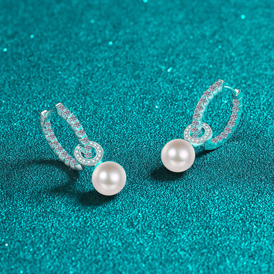 Lumière Pearl Earrings by ELARÉ – Elegant Pearl and Moissanite Design