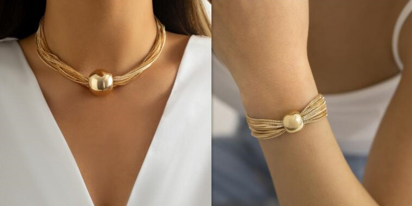 Luxury Chain Reaction Necklace and Earrings by ELARÉ