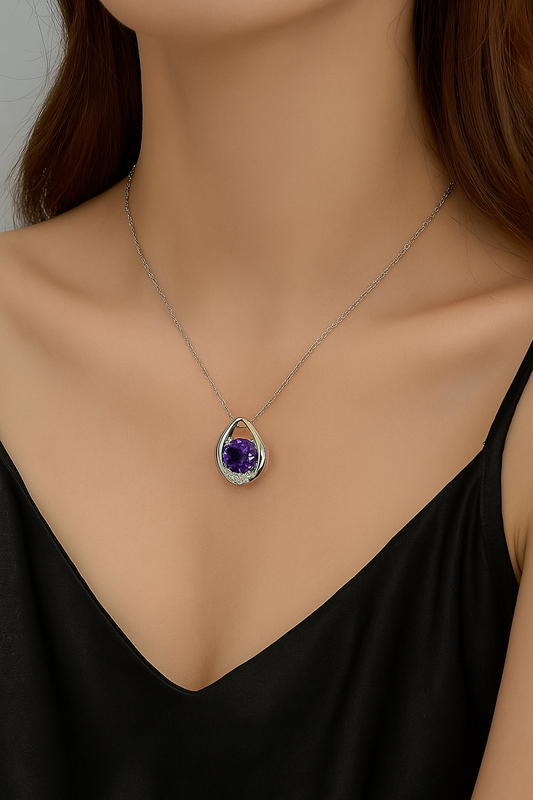 Amethyst Essence Necklace by ELARÉ – Fine Silver Jewelry with Amethyst