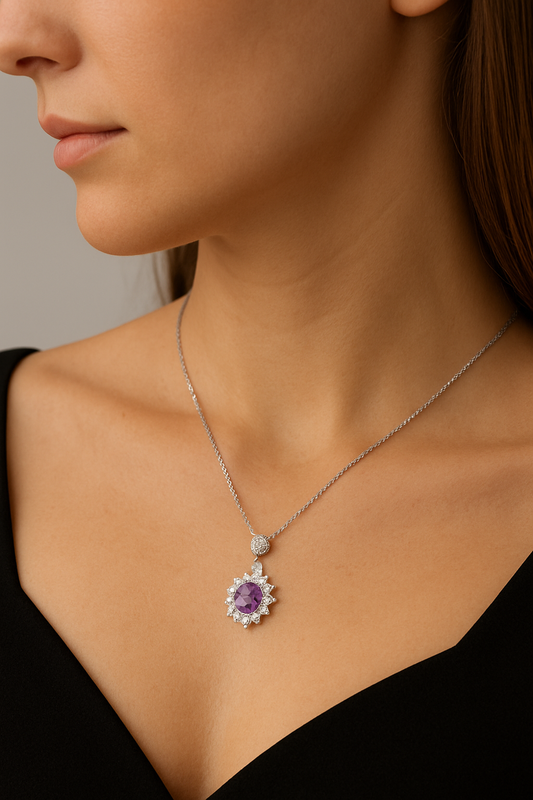 ELARÉ Amethyst Serenity Necklace – Sterling Silver & Amethyst Jewelry