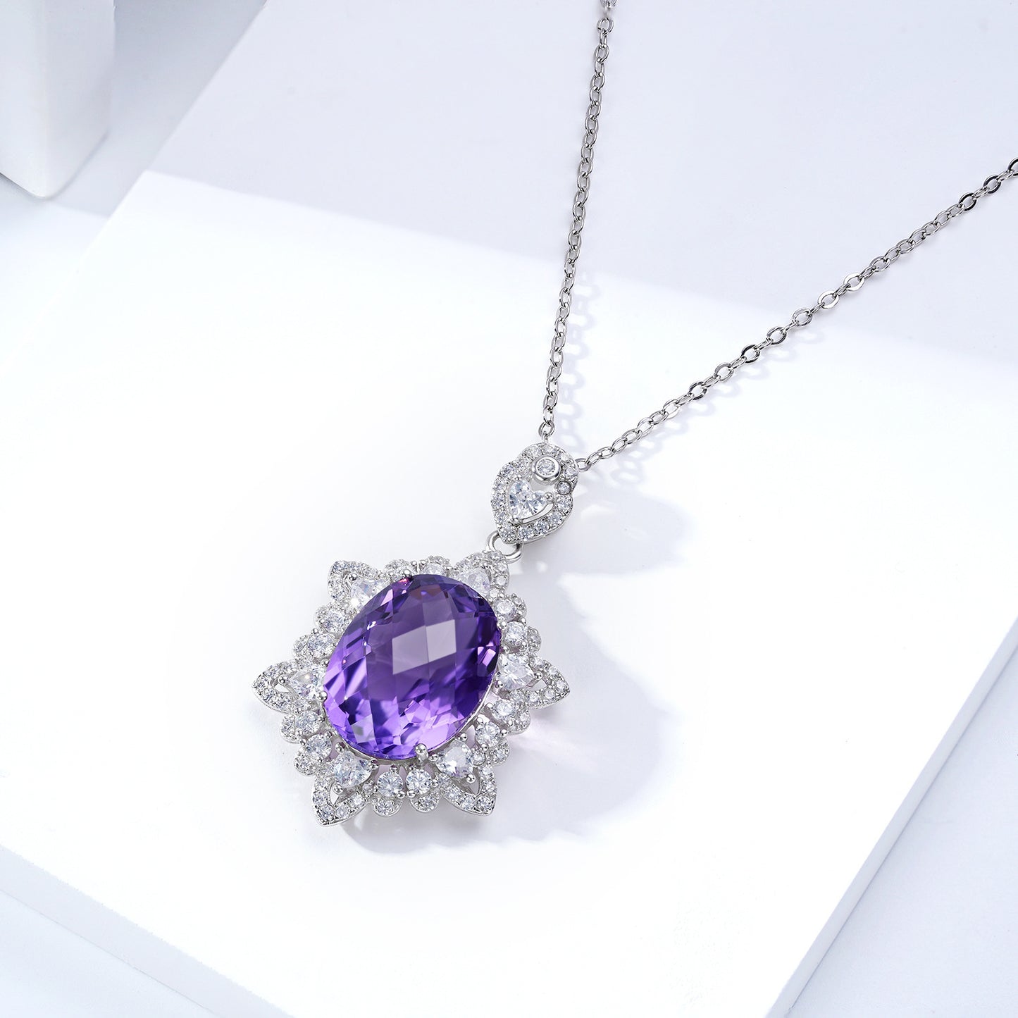 Amethyst Serenity Necklace – Silver Jewelry by ELARÉ with Purple Amethyst