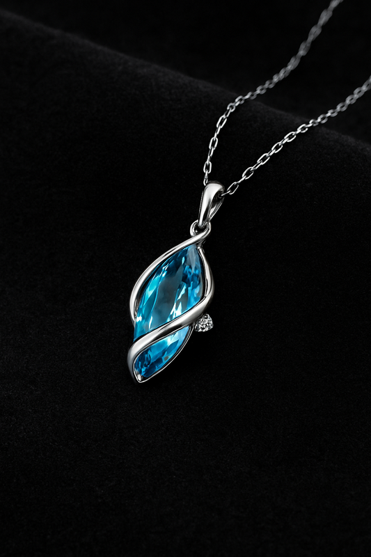ELARÉ Aqua Grace Necklace – Sterling Silver & Aqua Blue Jewelry