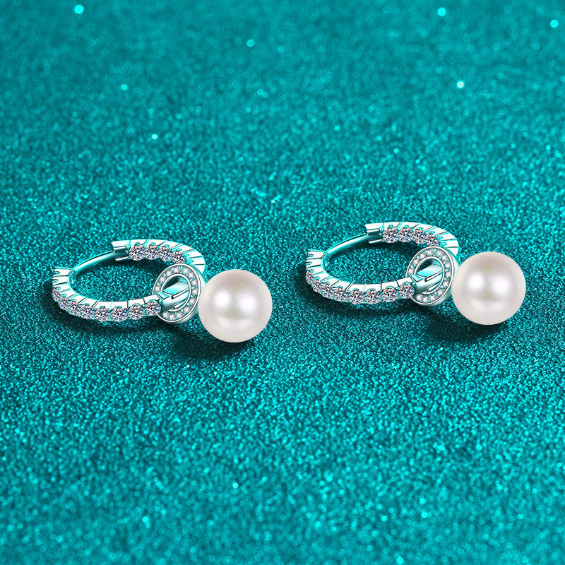 Lumière Pearl Earrings – Silver Jewelry by ELARÉ with Moissanite & Pearl