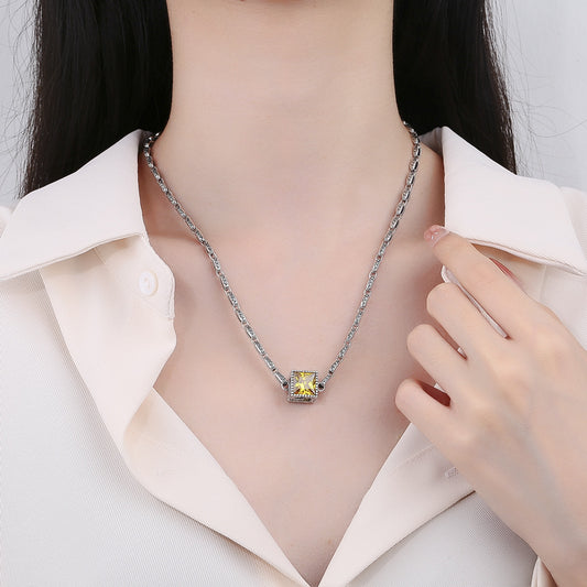 ELARÉ Verité Cube Necklace – Sterling Silver & Geometric Cube Jewelry
