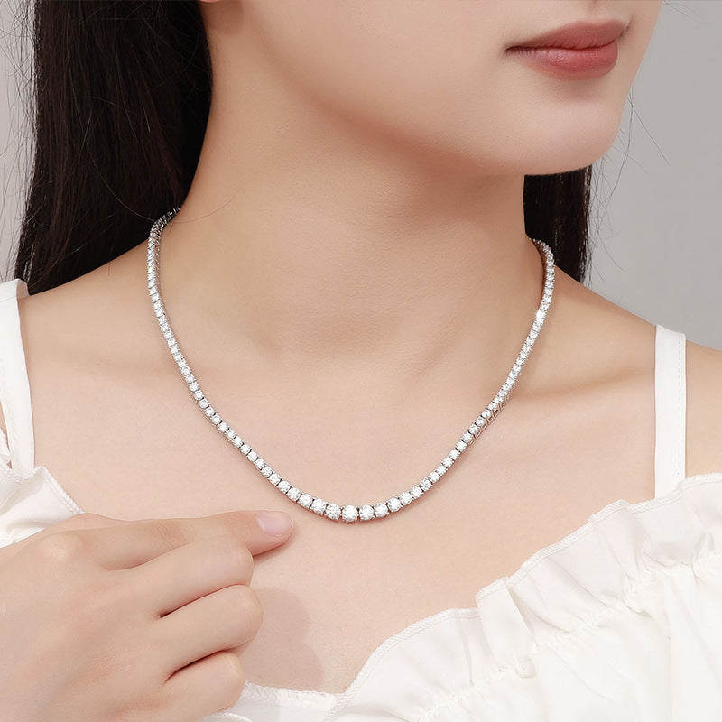 ELARÉ Éclat Bleu Necklace – Premium Silver & Moissanite Jewelry