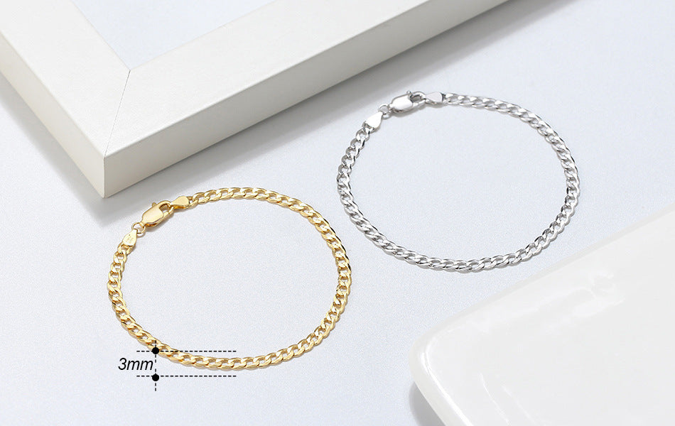 Sleek Geo Link Bracelet by ELARÉ – Elegant Silver Geometric Chain Bracelet