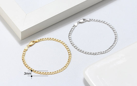 Sleek Geo Link Bracelet by ELARÉ – Elegant Silver Geometric Chain Bracelet